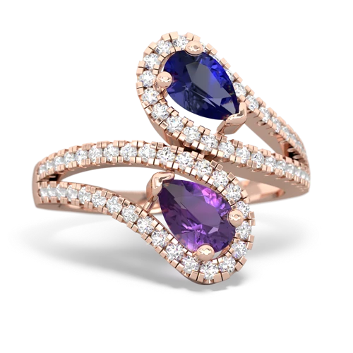 Lab Sapphire Lab Created Sapphire with Genuine Amethyst Diamond Dazzler ring Ring
