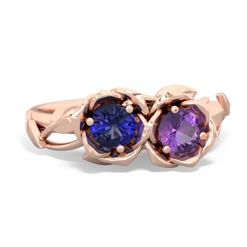 Lab Sapphire Lab Created Sapphire with Genuine Amethyst Rose Garden ring Ring