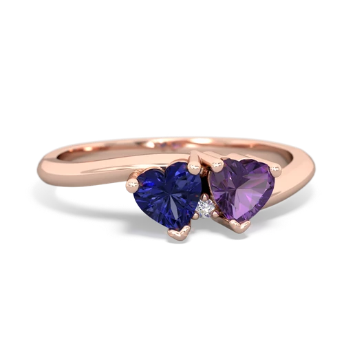 lab sapphire-amethyst sweethearts promise ring