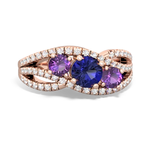 lab sapphire-amethyst three stone pave ring