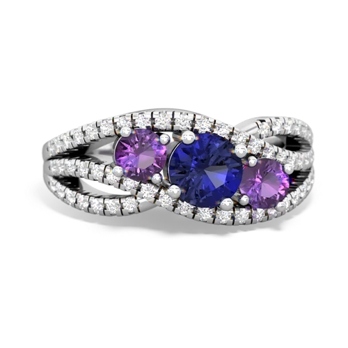 lab sapphire-amethyst three stone pave ring