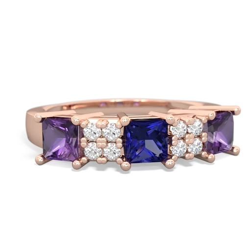 Lab Sapphire Lab Created Sapphire with Genuine Amethyst and  Three Stone ring Ring
