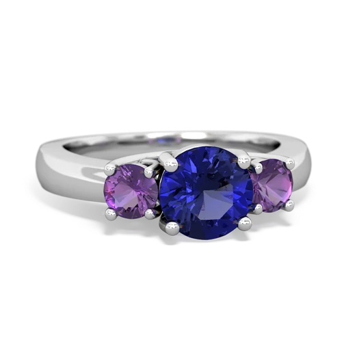 lab sapphire-amethyst timeless ring