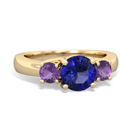 lab sapphire-amethyst timeless ring