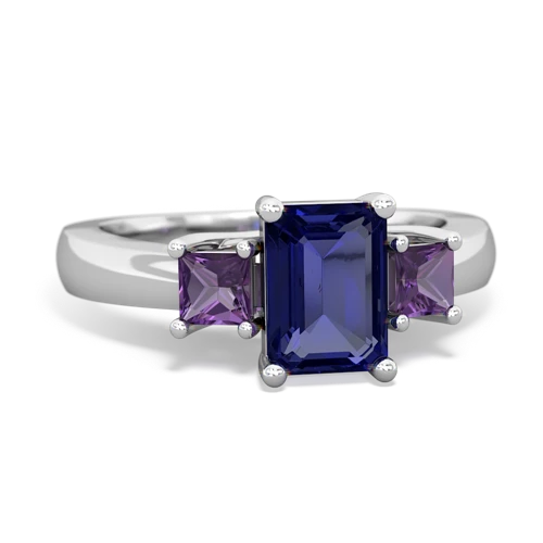 lab sapphire-amethyst timeless ring