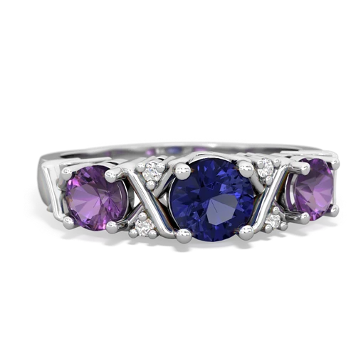 Lab Sapphire Lab Created Sapphire with Genuine Amethyst and  Hugs and Kisses ring Ring