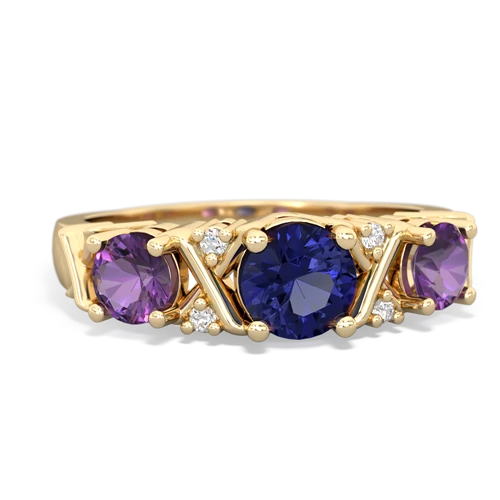 Lab Sapphire Lab Created Sapphire with Genuine Amethyst and Genuine Aquamarine Hugs and Kisses ring Ring
