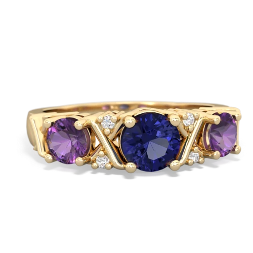 lab sapphire-amethyst timeless ring