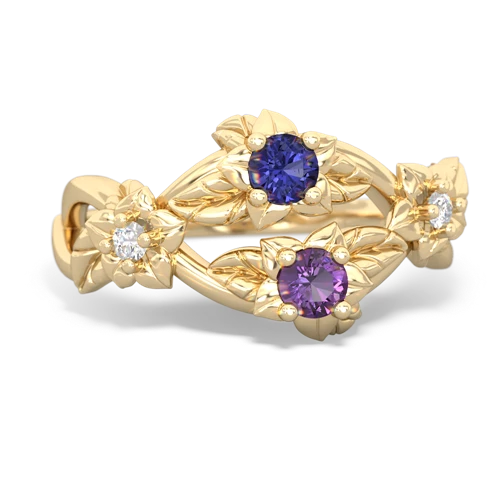 Lab Sapphire Lab Created Sapphire with Genuine Amethyst Sparkling Bouquet ring Ring