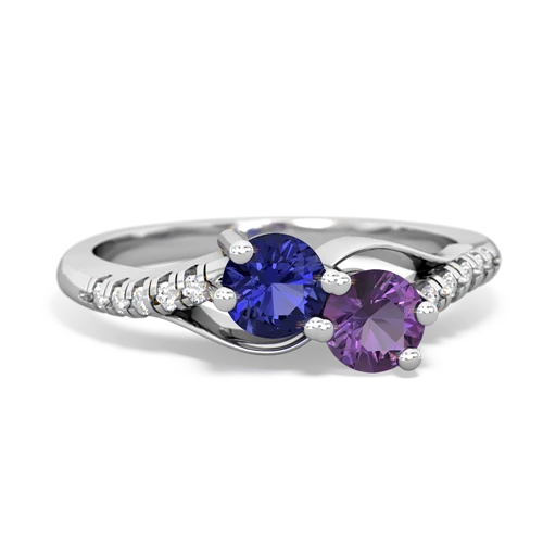 lab sapphire-amethyst two stone infinity ring