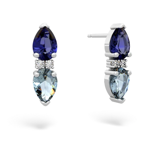 lab sapphire-aquamarine bowtie earrings