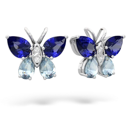 lab sapphire-aquamarine butterfly earrings