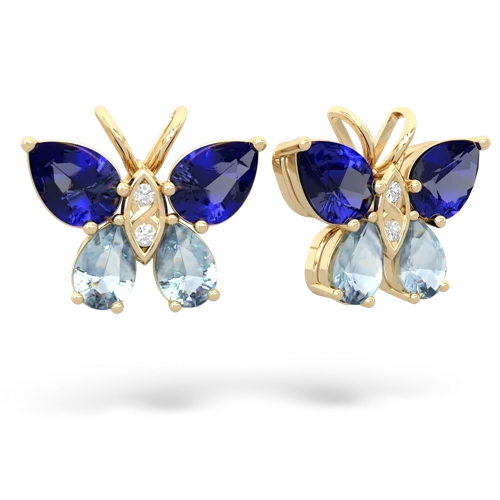 lab sapphire-aquamarine butterfly earrings