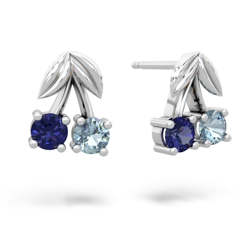 lab sapphire-aquamarine cherries earrings