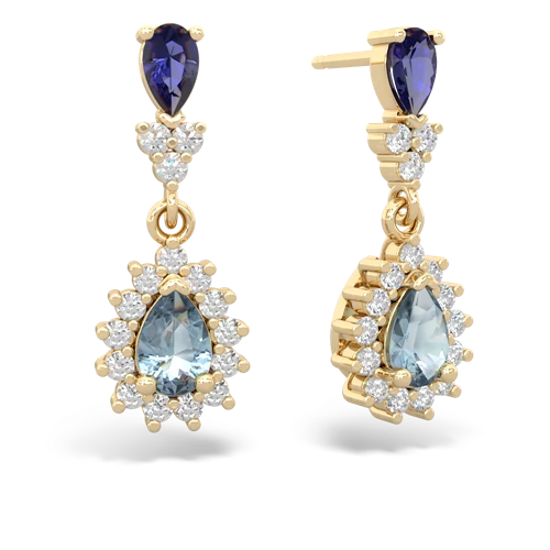 Lab Sapphire Lab Created Sapphire with Genuine Aquamarine Halo Pear Dangle earrings Earrings