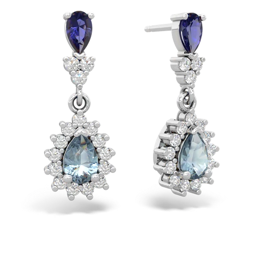 lab sapphire-aquamarine dangle earrings