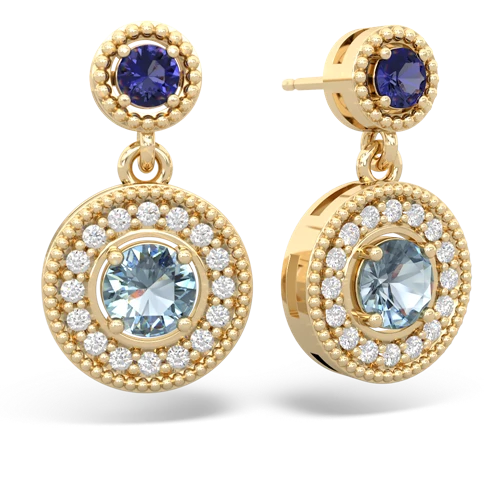 Lab Sapphire Lab Created Sapphire with Genuine Aquamarine Halo Dangle earrings Earrings