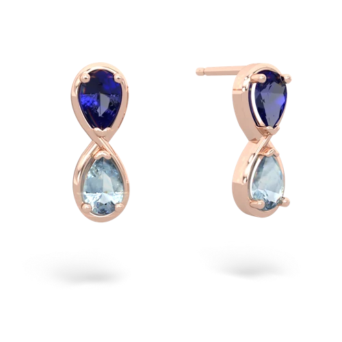 lab sapphire-aquamarine infinity earrings
