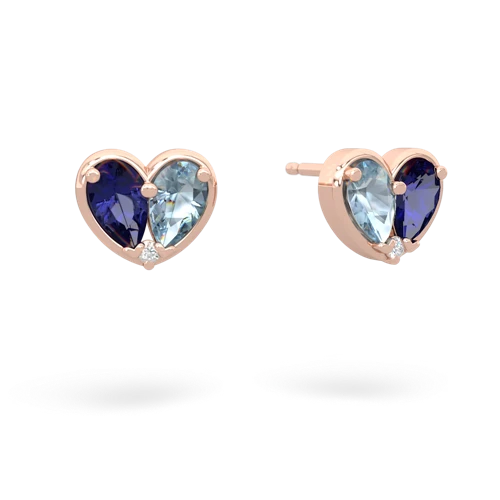 lab sapphire-aquamarine one heart earrings