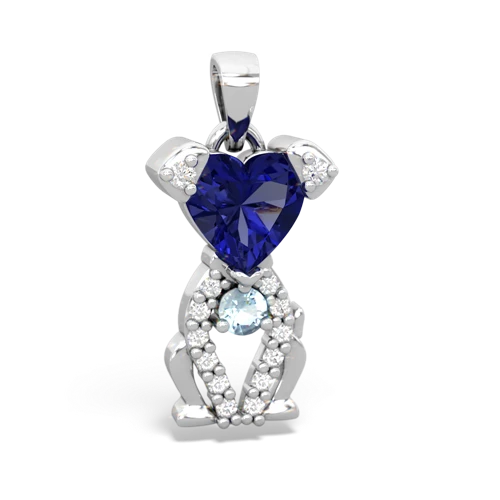 Lab Sapphire Lab Created Sapphire with Genuine Aquamarine Puppy Love pendant Pendant