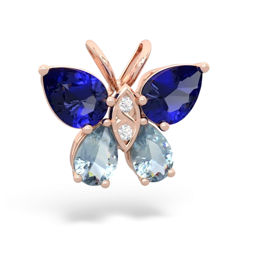 lab sapphire-aquamarine butterfly pendant