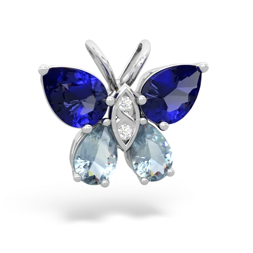 lab sapphire-aquamarine butterfly pendant