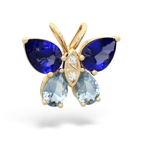 lab sapphire-aquamarine butterfly pendant