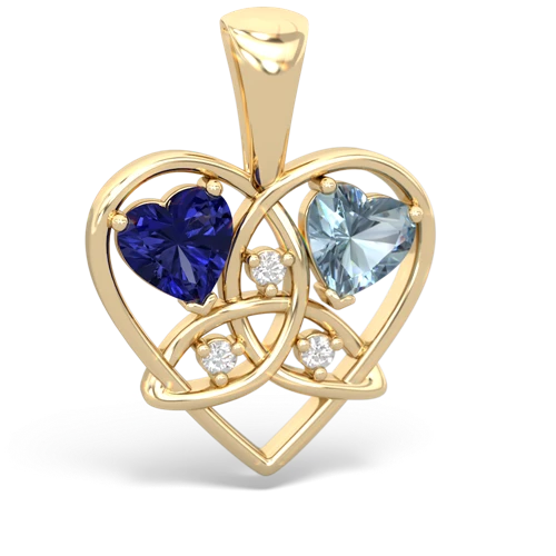 lab sapphire-aquamarine celtic heart pendant