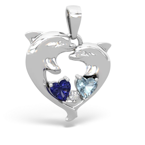 lab sapphire-aquamarine dolphins pendant