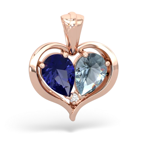 lab sapphire-aquamarine half heart whole pendant