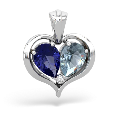 lab sapphire-aquamarine half heart whole pendant