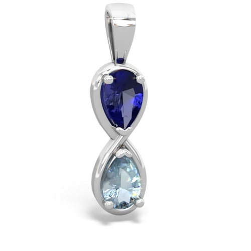 lab sapphire-aquamarine infinity pendant