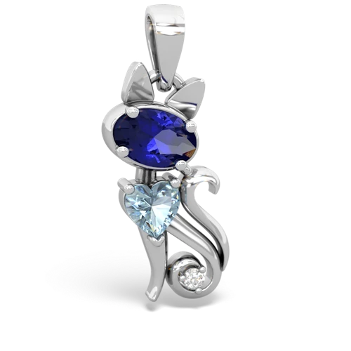 lab sapphire-aquamarine kitten pendant