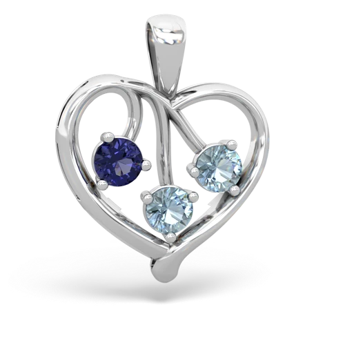lab sapphire-aquamarine love heart pendant