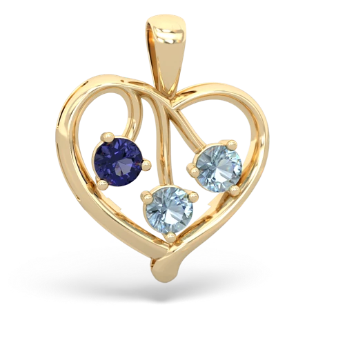 lab sapphire-aquamarine love heart pendant