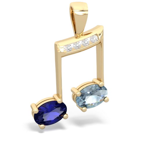 lab sapphire-aquamarine music notes pendant