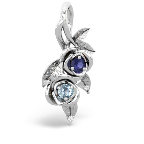 lab sapphire-aquamarine rose vine pendant