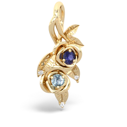 Lab Sapphire Lab Created Sapphire with Genuine Aquamarine Rose Vine pendant Pendant