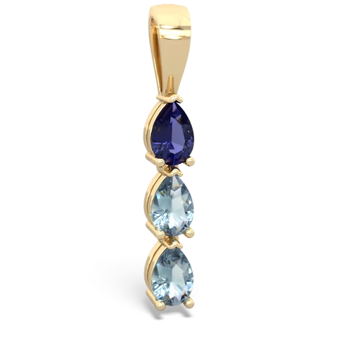Lab Sapphire Lab Created Sapphire with Genuine Aquamarine and Genuine Aquamarine Three Stone pendant Pendant