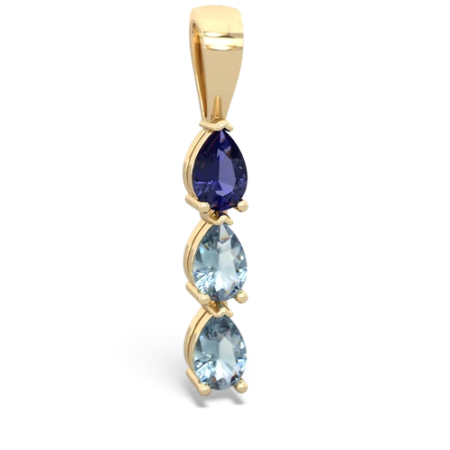 lab sapphire-aquamarine three stone pendant