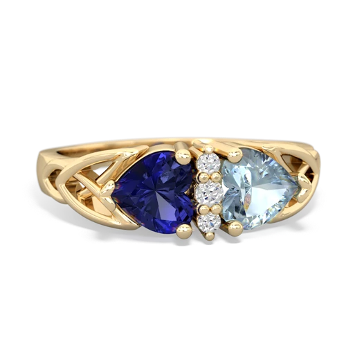 Lab Sapphire Lab Created Sapphire with Genuine Aquamarine Celtic Trinity Knot ring Ring