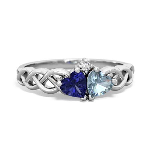 Lab Sapphire Lab Created Sapphire with Genuine Aquamarine Heart to Heart Braid ring Ring