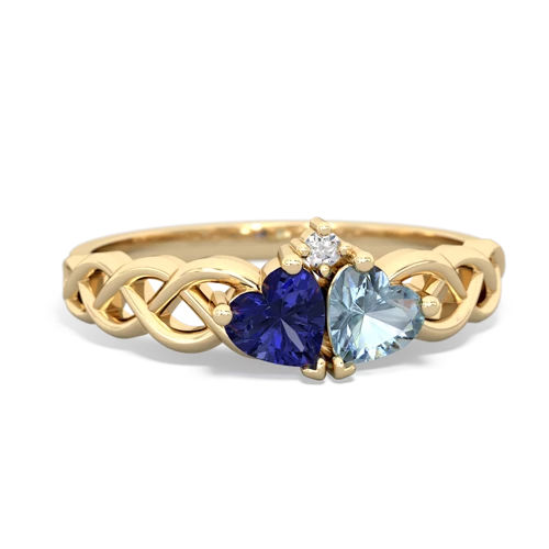lab sapphire-aquamarine celtic braid ring