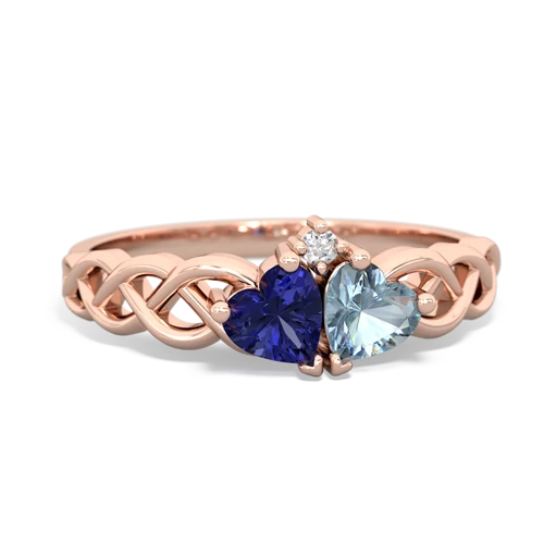 lab sapphire-aquamarine celtic braid ring