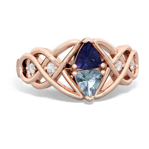 Lab Sapphire Lab Created Sapphire with Genuine Aquamarine Keepsake Celtic Knot ring Ring