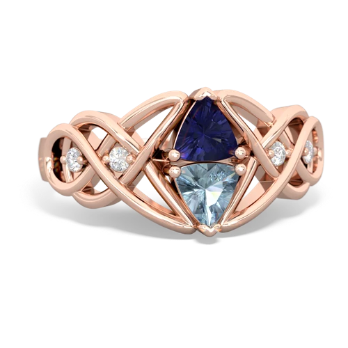 lab sapphire-aquamarine celtic knot ring