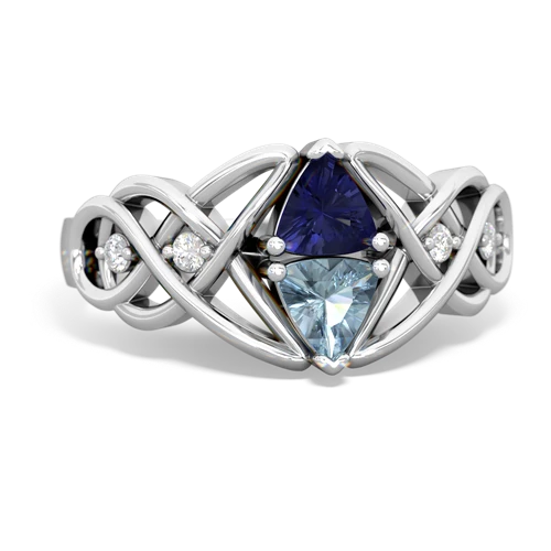 lab sapphire-aquamarine celtic knot ring