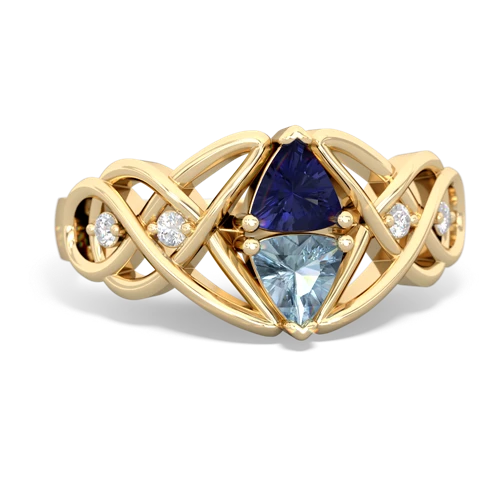 lab sapphire-aquamarine celtic knot ring