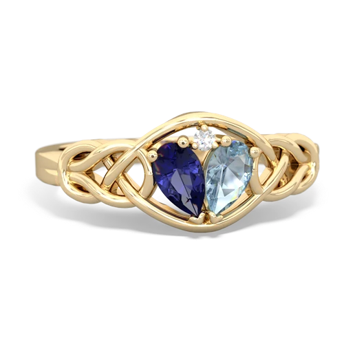lab sapphire-aquamarine celtic knot ring