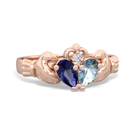 Lab Sapphire Lab Created Sapphire with Genuine Aquamarine Claddagh ring Ring